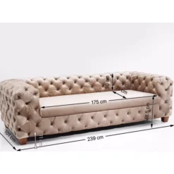 KARE Design Sofa Desire 3-Sitzer Velvet Ecru- Sofas & Couches
