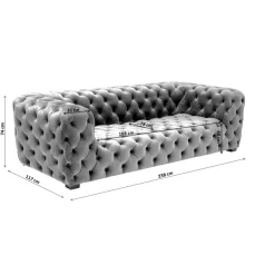 KARE Design Sofa Metropol 3-Sitzer Grau 238Cm- Sofas & Couches