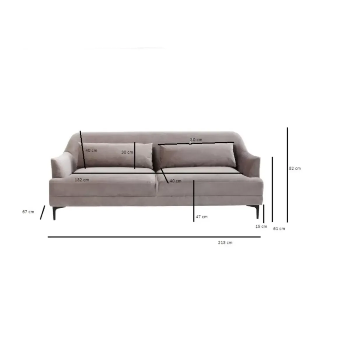 KARE Design Sofa Proud 3-Sitzer Grau- Sofas & Couches