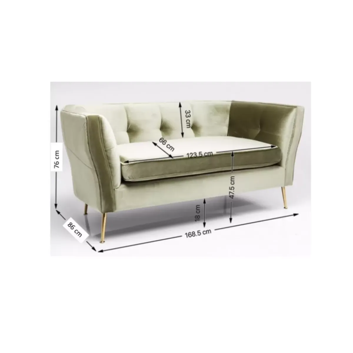 KARE Design Sofa Rimini 2-Sitzer Grun- Sofas & Couches