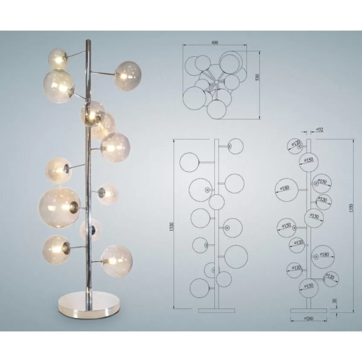 KARE Design Stehleuchte Balloon Smoke 12- Steh & Bodenleuchten