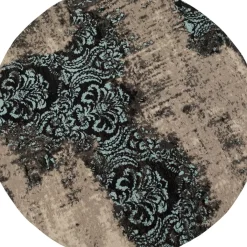 KARE Design Teppich Kelim Ornament Turkis O200Cm- Teppiche