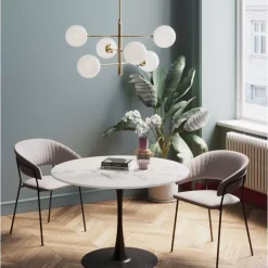 KARE Design Tisch Schickeria Marmor Weis Schwarz O110Cm- Tische