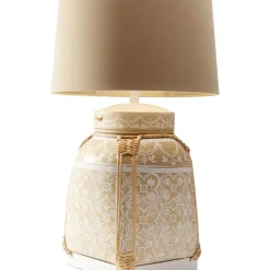 KARE Design Tischleuchte Basket Creme- Tischleuchten