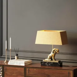 KARE Design Tischleuchte Geometric Leopard Braun 36Cm- Tischleuchten