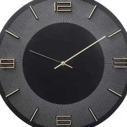 KARE Design Wanduhr Leonardo Schwarz/Gold 50- Uhren